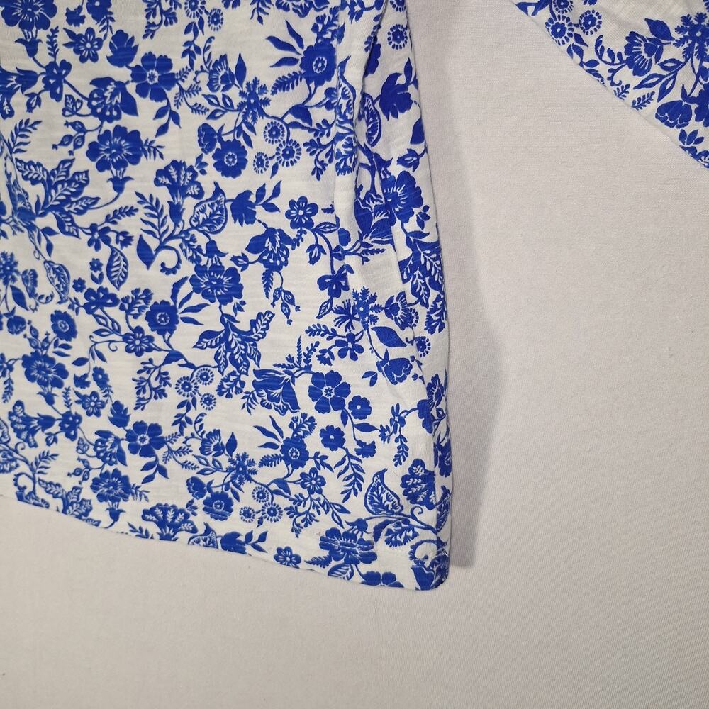 Lands End Tunic Womens Sz M Blue Floral Damask Pattern Peasant Top Boho Chic EUC - Picture 10 of 12
